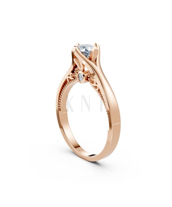 Nhẫn đính hôn R277 màu vàng hồng Rose Gold phong cách trẻ trung, nổi bật
