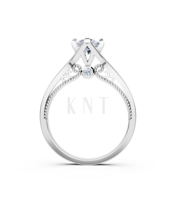 Nhẫn đính hôn R277 màu vàng trắng White Gold kiểu dáng cá tính, hiện đại