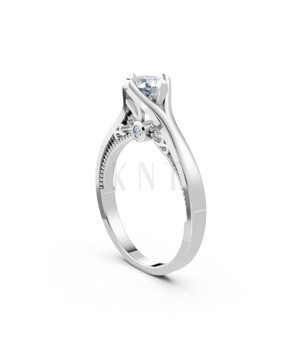 Nhẫn đính hôn R277 màu vàng trắng White Gold vàng sáng, đường nét sắc sảo, tinh tế