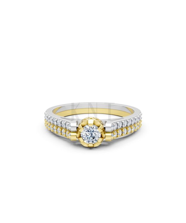 Nhẫn đính hôn R282 phối màu Dual Color thiết kế đối xứng, phong cách, ấn tượng