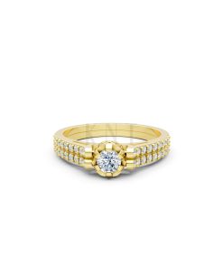 Nhẫn đính hôn R282 màu Vàng Gold vàng 10K/14K/18K/607 cao cấp, thanh lịch