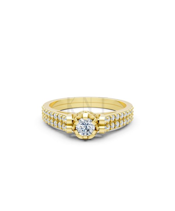 Nhẫn đính hôn R282 màu Vàng Gold vàng 10K/14K/18K/607 cao cấp, thanh lịch