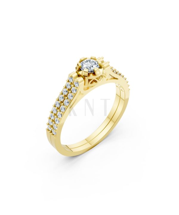 Nhẫn đính hôn R282 màu Vàng Gold thiết kế tinh tế, sang trọng