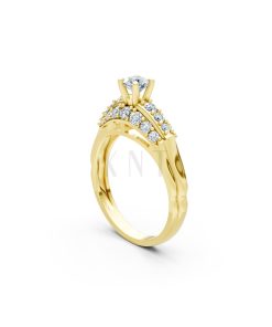 Nhẫn đính hôn R284 màu Vàng Gold thiết kế phá cách, sang trọng