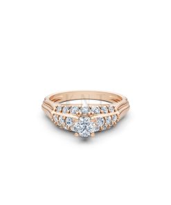 Nhẫn đính hôn R284 màu vàng hồng Rose Gold thiết kế đối xứng, phong cách, ấn tượng
