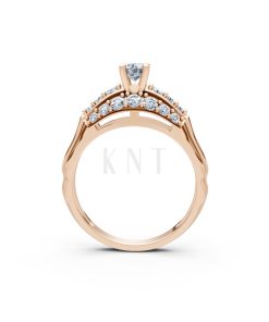 Nhẫn đính hôn R284 màu vàng hồng Rose Gold vàng đẹp, họa tiết hình học, độc đáo