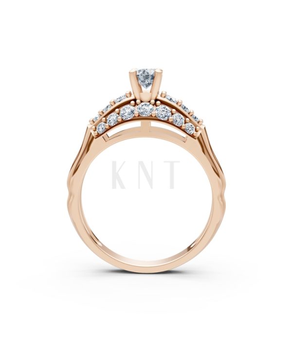 Nhẫn đính hôn R284 màu vàng hồng Rose Gold vàng đẹp, họa tiết hình học, độc đáo