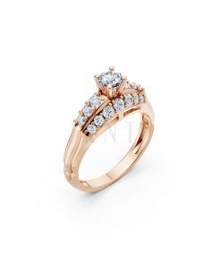 Nhẫn đính hôn R284 màu vàng hồng Rose Gold họa tiết ấn tượng, cá tính