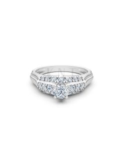 Nhẫn đính hôn R284 màu vàng trắng White Gold vàng sáng bóng, thiết kế trẻ trung