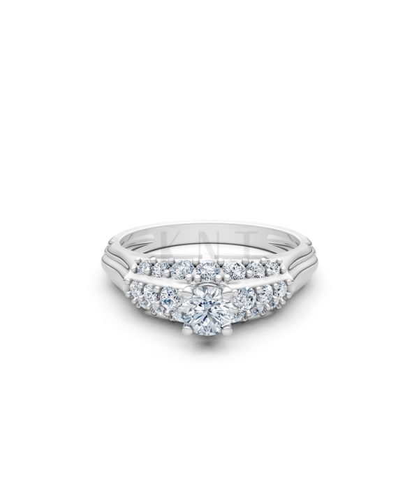 Nhẫn đính hôn R284 màu vàng trắng White Gold vàng sáng bóng, thiết kế trẻ trung