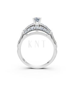 Nhẫn đính hôn R284 màu vàng trắng White Gold kiểu dáng cá tính, hiện đại
