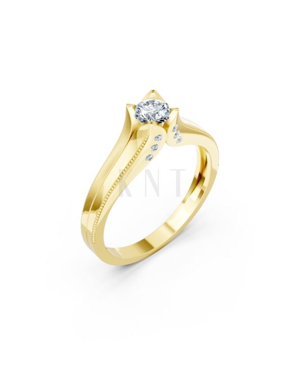 Nhẫn đính hôn R287 màu Vàng Gold thiết kế tinh tế, sang trọng