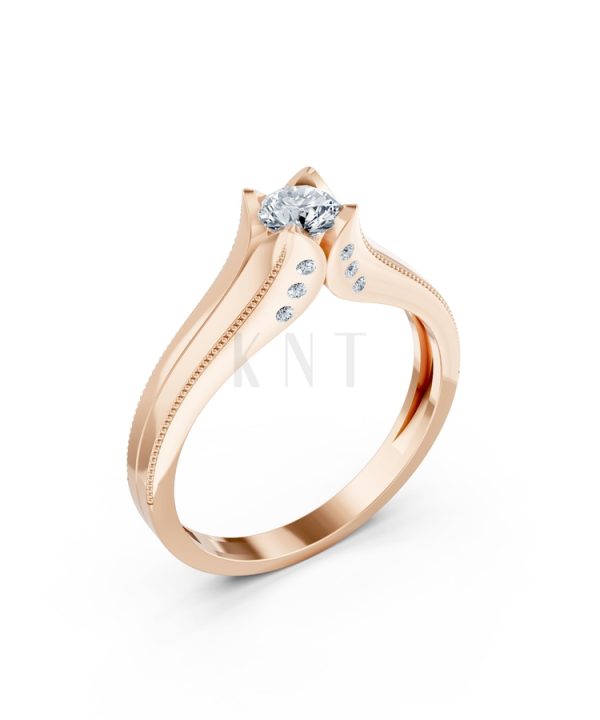 Nhẫn đính hôn R287 màu vàng hồng Rose Gold vàng đẹp, họa tiết hình học, độc đáo
