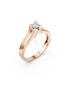 Nhẫn đính hôn R287 màu vàng hồng Rose Gold họa tiết ấn tượng, cá tính