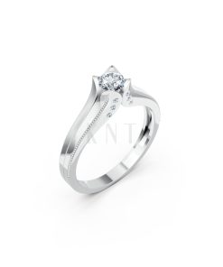 Nhẫn đính hôn R287 màu vàng trắng White Gold kiểu dáng hiện đại, nổi bật