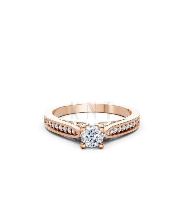 Nhẫn đính hôn R288 màu vàng hồng Rose Gold thiết kế đối xứng, phong cách, ấn tượng