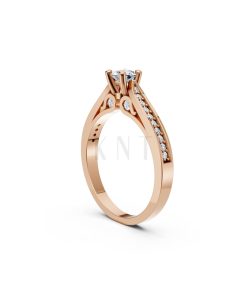 Nhẫn đính hôn R288 màu vàng hồng Rose Gold vàng đẹp, họa tiết hình học, độc đáo
