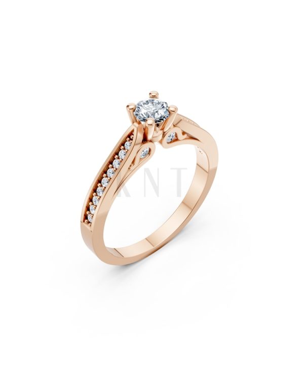 Nhẫn đính hôn R288 màu vàng hồng Rose Gold họa tiết ấn tượng, cá tính