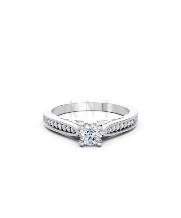 Nhẫn đính hôn R288 màu vàng trắng White Gold kiểu dáng cá tính, hiện đại