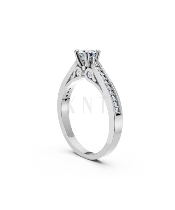 Nhẫn đính hôn R288 màu vàng trắng White Gold vàng sáng bóng, thiết kế trẻ trung