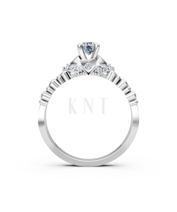 Nhẫn đính hôn R289 màu vàng trắng White Gold vàng sáng bóng, thiết kế trẻ trung