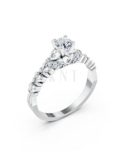 Nhẫn đính hôn R289 màu vàng trắng White Gold kiểu dáng hiện đại, nổi bật