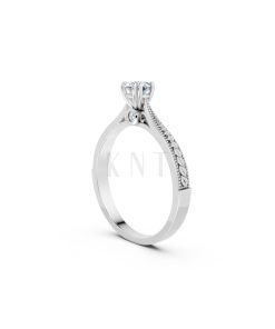 Nhẫn đính hôn R290 màu vàng trắng White Gold vàng sáng bóng, thiết kế trẻ trung