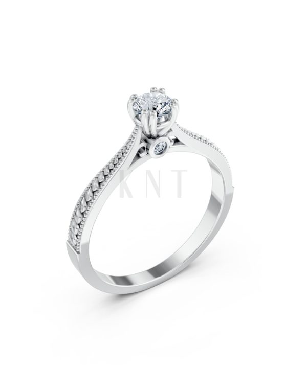 Nhẫn đính hôn R290 màu vàng trắng White Gold kiểu dáng hiện đại, nổi bật