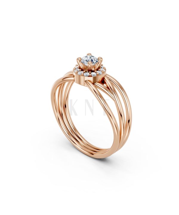 Nhẫn đính hôn đá cao cấp R292 màu vàng hồng Rose Gold vàng đẹp, họa tiết hình học, độc đáo