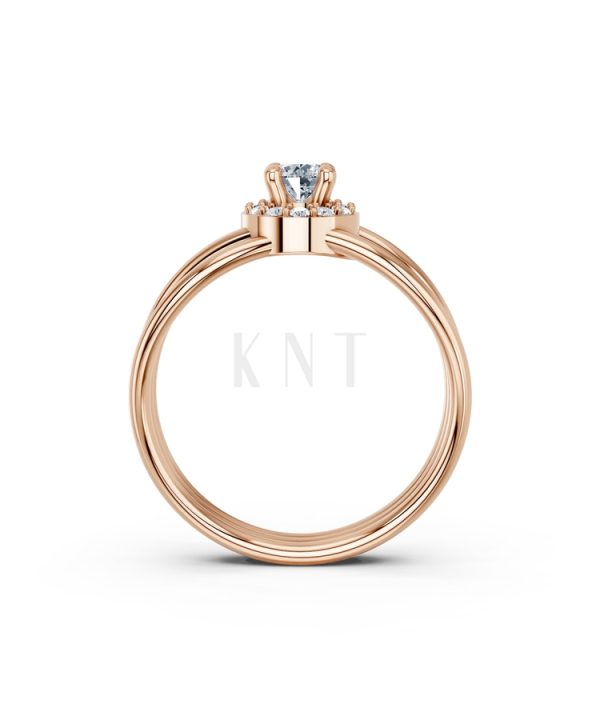 Nhẫn đính hôn đá cao cấp R292 màu vàng hồng Rose Gold thiết kế đối xứng, phong cách, ấn tượng