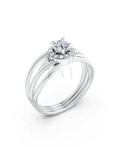 Nhẫn đính hôn đá cao cấp R292 màu vàng trắng White Gold kiểu dáng hiện đại, nổi bật