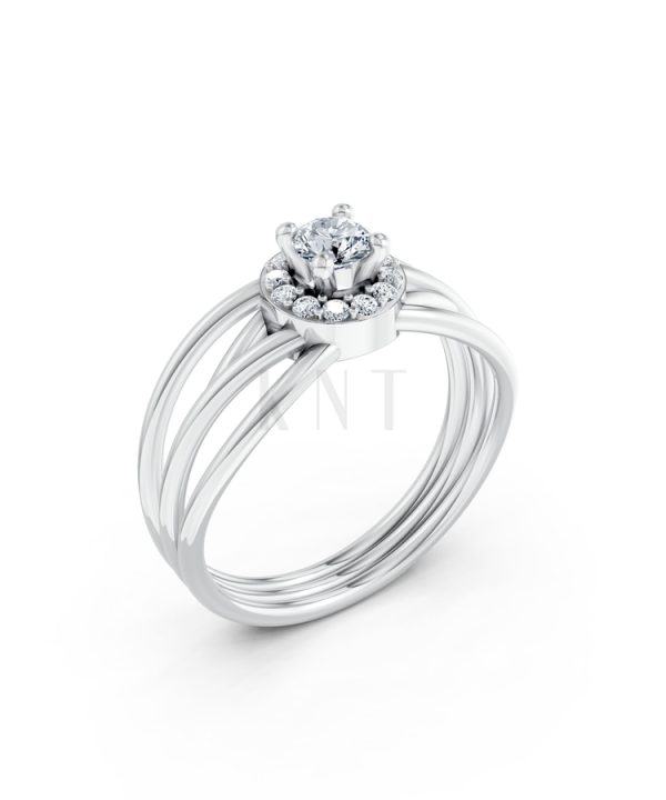 Nhẫn đính hôn đá cao cấp R292 màu vàng trắng White Gold kiểu dáng hiện đại, nổi bật