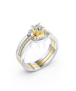 Nhẫn đính hôn R294 phối màu Dual Color họa tiết ấn tượng, cá tính