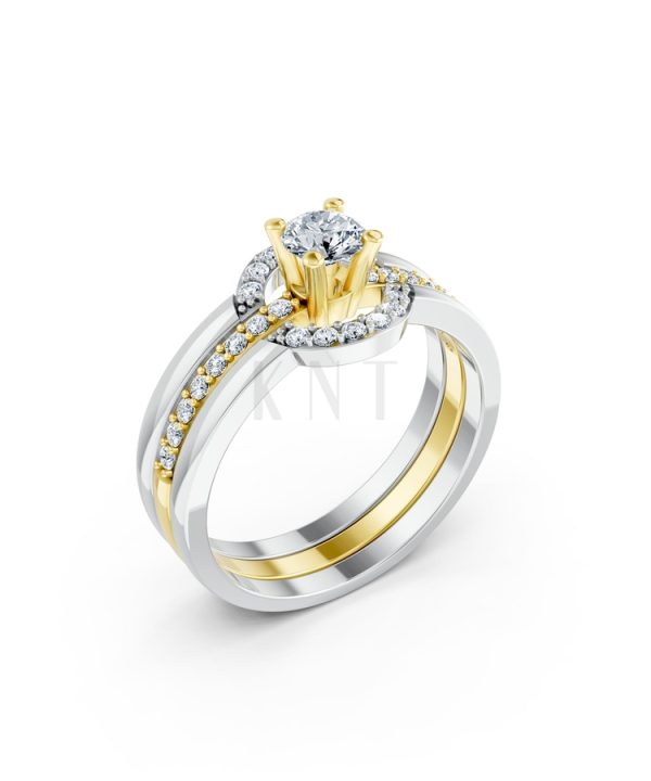 Nhẫn đính hôn R294 phối màu Dual Color họa tiết ấn tượng, cá tính