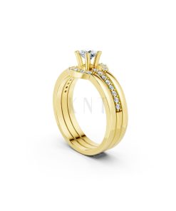 Nhẫn đính hôn R294 màu Vàng Gold thiết kế phá cách, sang trọng