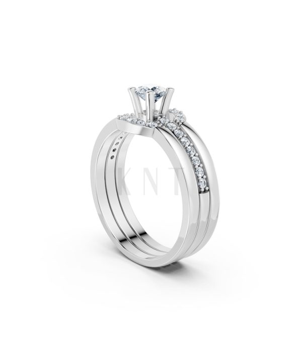 Nhẫn đính hôn R294 màu vàng trắng White Gold vàng sáng bóng, thiết kế trẻ trung