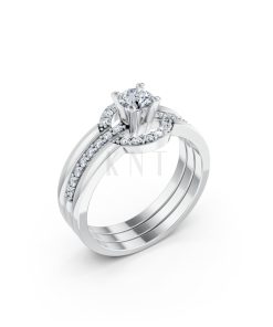 Nhẫn đính hôn R294 màu vàng trắng White Gold kiểu dáng hiện đại, nổi bật