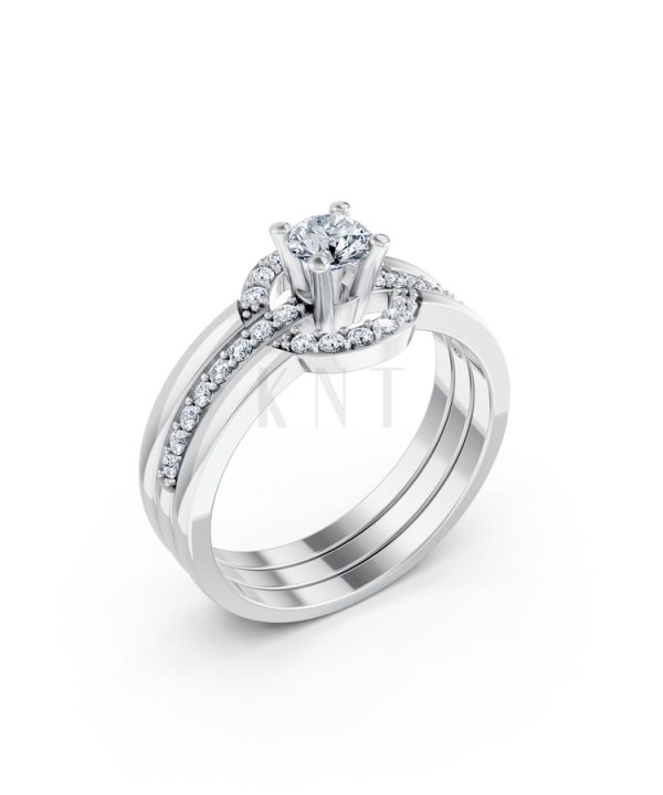 Nhẫn đính hôn R294 màu vàng trắng White Gold kiểu dáng hiện đại, nổi bật