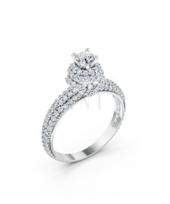 NHẪN ĐÍNH HÔN R295 màu vàng trắng White Gold kiểu dáng hiện đại, nổi bật