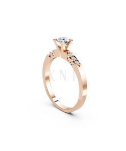 Nhẫn đính hôn R296 màu vàng hồng Rose Gold vàng đẹp, họa tiết hình học, độc đáo