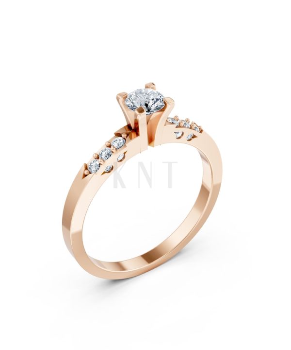 Nhẫn đính hôn R296 màu vàng hồng Rose Gold họa tiết ấn tượng, cá tính