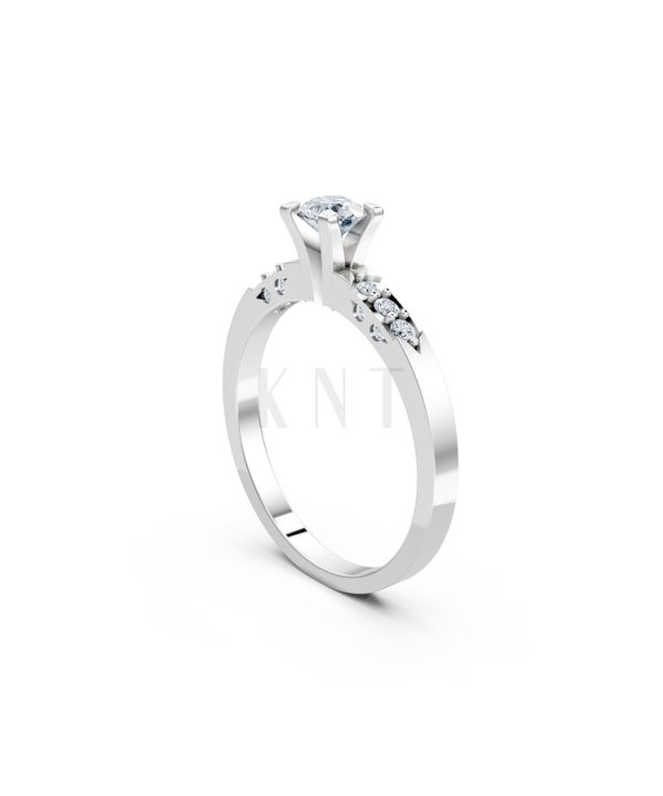 Nhẫn đính hôn R296 màu vàng trắng White Gold vàng sáng, đường nét sắc sảo, tinh tế