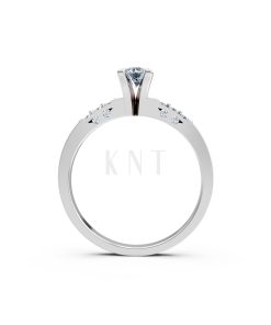 Nhẫn đính hôn R296 màu vàng trắng White Gold vàng sáng bóng, thiết kế trẻ trung