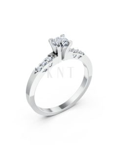 Nhẫn đính hôn R296 màu vàng trắng White Gold kiểu dáng hiện đại, nổi bật