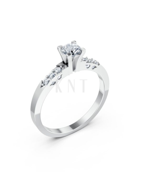 Nhẫn đính hôn R296 màu vàng trắng White Gold kiểu dáng hiện đại, nổi bật