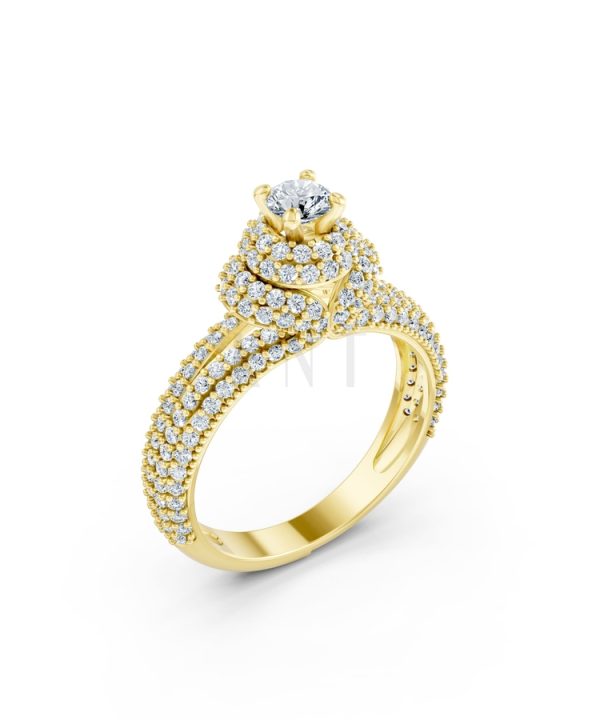 Nhẫn đính hôn đá cao cấp R297 màu Vàng Gold thiết kế tinh tế, sang trọng