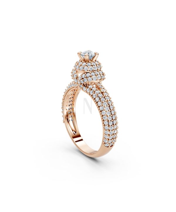 Nhẫn đính hôn đá cao cấp R297 màu vàng hồng Rose Gold thiết kế đối xứng, phong cách, ấn tượng