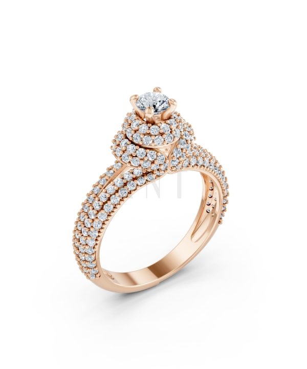 Nhẫn đính hôn đá cao cấp R297 màu vàng hồng Rose Gold họa tiết ấn tượng, cá tính