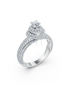 Nhẫn đính hôn đá cao cấp R297 màu vàng trắng White Gold kiểu dáng hiện đại, nổi bật