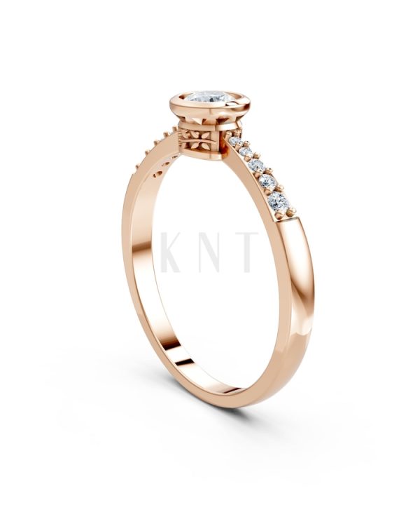 Nhẫn đính hôn đá cao cấp R298 màu vàng hồng Rose Gold vàng đẹp, họa tiết hình học, độc đáo